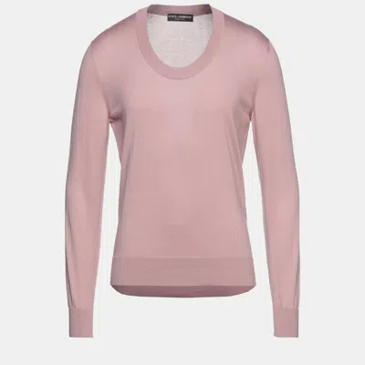 Pre-owned Dolce & Gabbana Silk Sweater 50 In Pink