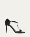 Dolce & Gabbana T-strap Sandals With Heel And Iconic Branding In Nero