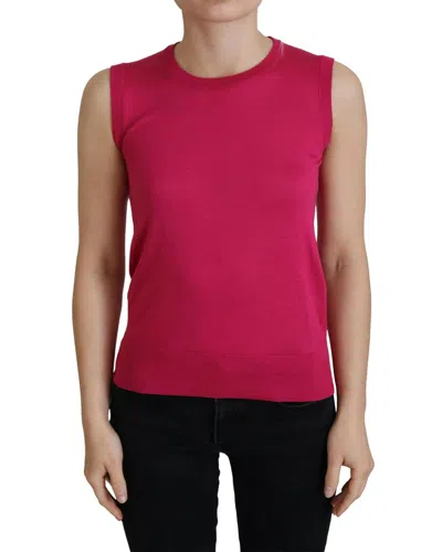 Dolce & Gabbana Pink Silk Vest Pullover Crewneck Tank Top