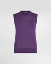 Dolce & Gabbana Silk Tank Top With Flower Brooch In Purple