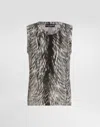 Dolce & Gabbana Fur-print Tank Top In Grey