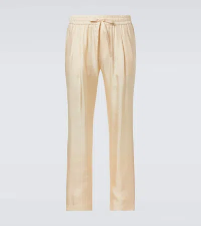 Dolce & Gabbana Silk Tapered Pants In Neutral