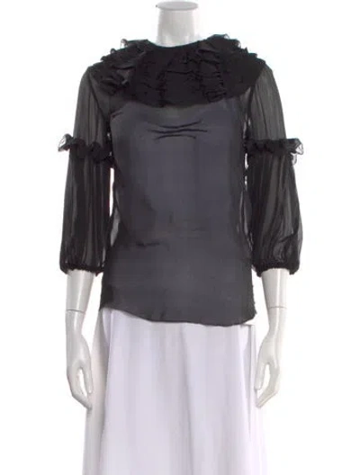 Pre-owned Dolce & Gabbana Silk Three-quarter Sleeve Blouse In Black