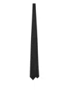Dolce & Gabbana Black Tie With Tie Closure On The Rear And All-over Logo Embroidery In Silk Man In Black