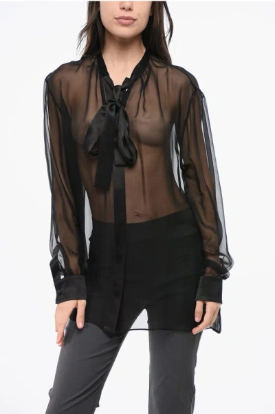 Dolce & Gabbana Silk Tie Neck Blouse