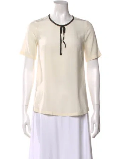 Pre-owned Dolce & Gabbana Silk Tie Neck Blouse In Neutral