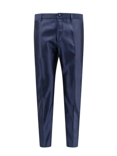 Dolce & Gabbana Silk Trouser In Blue