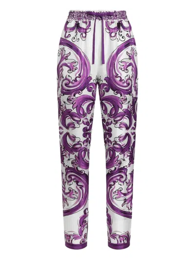 Dolce & Gabbana Silk Trousers In Purple