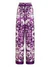 Dolce & Gabbana Majolica Print High Rise Wide Leg Pants