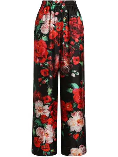Dolce & Gabbana Silk Trousers In Black