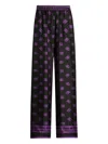Dolce & Gabbana Dg Logo All-over Print Silk Vanity Pants In Black