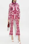 Dolce & Gabbana Maiolica Cropped Printed Silk-blend Flared Pants In Pink