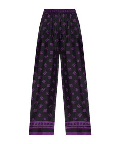 Dolce & Gabbana Silk Trousers In Purple