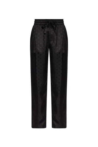 DOLCE & GABBANA DOLCE & GABBANA SILK TROUSERS WITH MONOGRAM