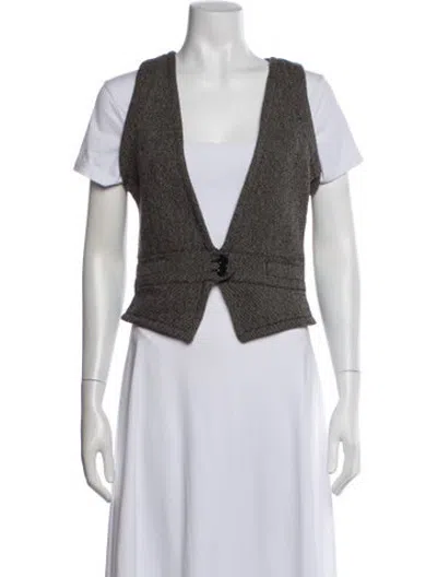 Pre-owned Dolce & Gabbana Silk Tweed Pattern Vest In Neutrals