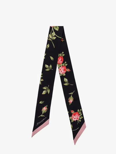 Dolce & Gabbana Women Silk Twill Bandeau With Bouquet Rose Print In Black