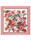 Dolce & Gabbana Silk Twill Floral Print Scarf In Pink