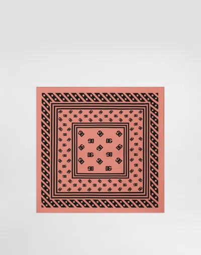 DOLCE & GABBANA SILK TWILL FOULARD WITH ALL-OVER DG LOGO PRINT (50X50)
