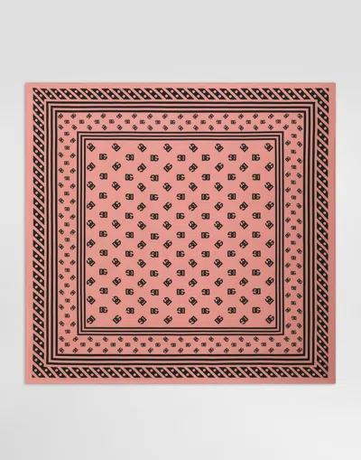 DOLCE & GABBANA SILK TWILL FOULARD WITH ALL-OVER DG LOGO PRINT (90X90)