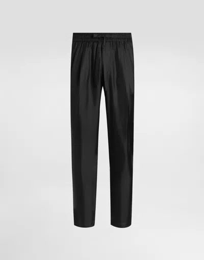 Dolce & Gabbana Silk Twill Jogging Trousers In Black