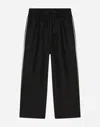 Dolce & Gabbana Silk Twill Pajama Pants With Dg Embroidery In Black