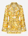 Dolce & Gabbana Silk Majolica Print Pyjama Shirt In Print