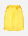 Dolce & Gabbana Silk Twill Pajama Shorts With Majolica Print In Yellow