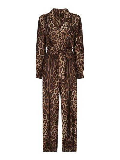 Dolce & Gabbana Silk Twill Pajama Suit In Brown
