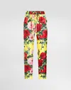 Dolce & Gabbana Silk Twill Pants With Bouquet Print In Print