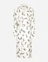 Dolce & Gabbana Silk Twill Robe With Chess-piece Print In Print