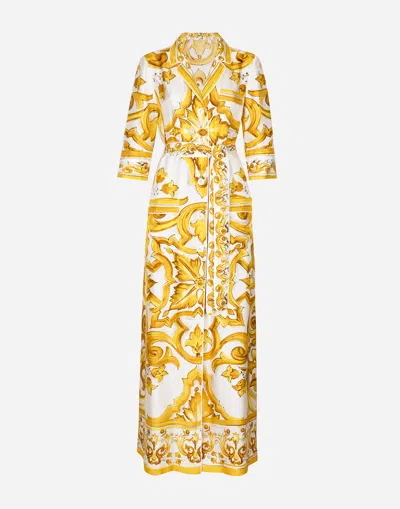 Dolce & Gabbana Silk Twill Robe With Majolica Print