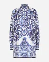 Dolce & Gabbana Silk Twill Shirt With Majolica Print In Multicolor