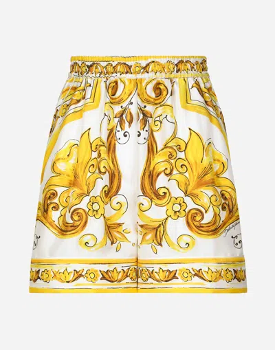 Dolce & Gabbana Majolica-print Silk Shorts In Multicoloured