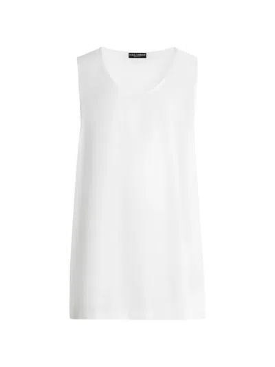 Dolce & Gabbana Silk Twill Tank Top In Neutral