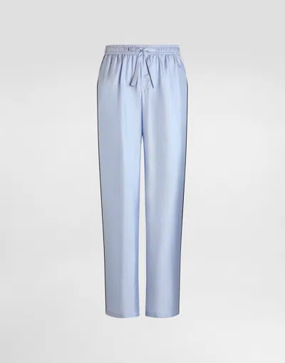 Dolce & Gabbana Silk Twill Trousers In Blue