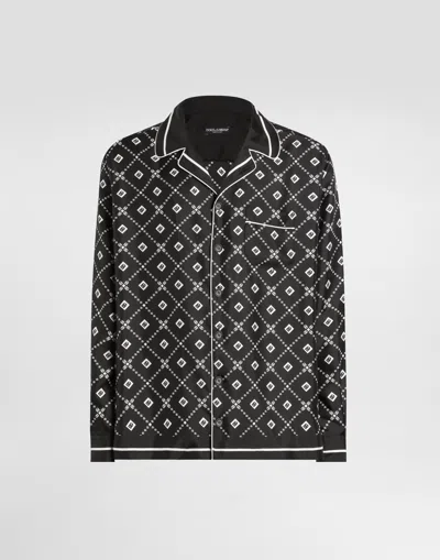 Dolce & Gabbana Silk Twill Vanity Shirt In Black