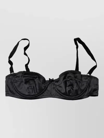Dolce & Gabbana Silk Underwire Balconette Bra In Black