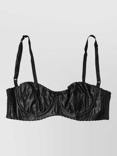 Dolce & Gabbana Silk Underwire Balconette Bra In Black