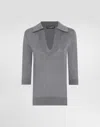 Dolce & Gabbana Logo Embroidered Polo Shirt In Grey