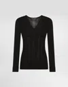 Dolce & Gabbana Silk V-neck Sweater In Black