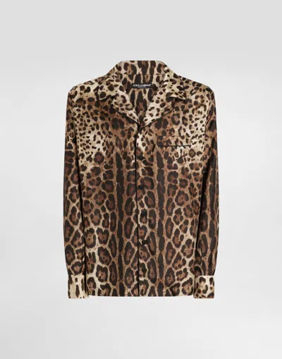Dolce & Gabbana Silk Vanity Shirt With Leopard Print