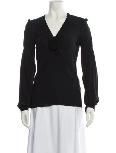 Pre-owned Dolce & Gabbana Silk V-neck Blouse In Black