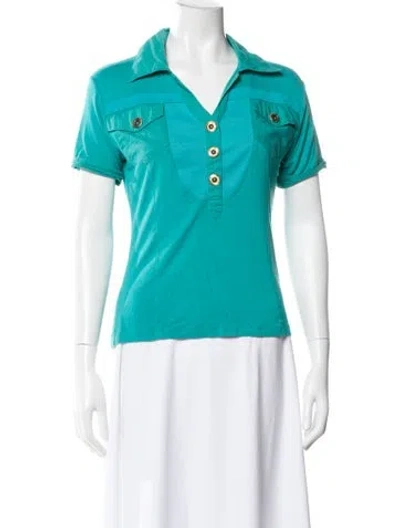 Pre-owned Dolce & Gabbana Silk V-neck Polo In Green
