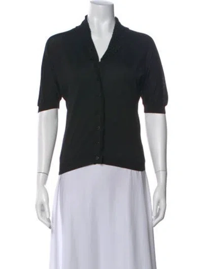 Pre-owned Dolce & Gabbana Silk V-neck Sweater In Black