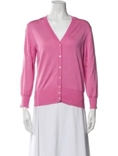 Pre-owned Dolce & Gabbana Silk V-neck Sweater In Pink