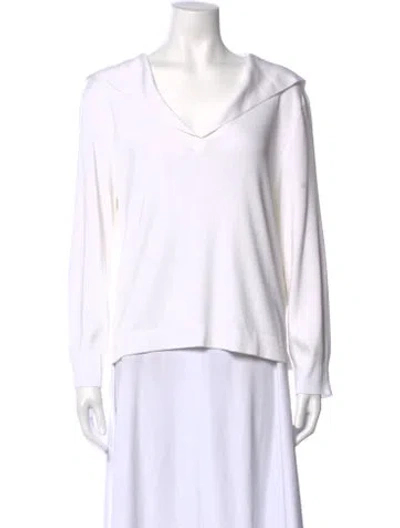 Pre-owned Dolce & Gabbana Silk V-neck Sweater In White