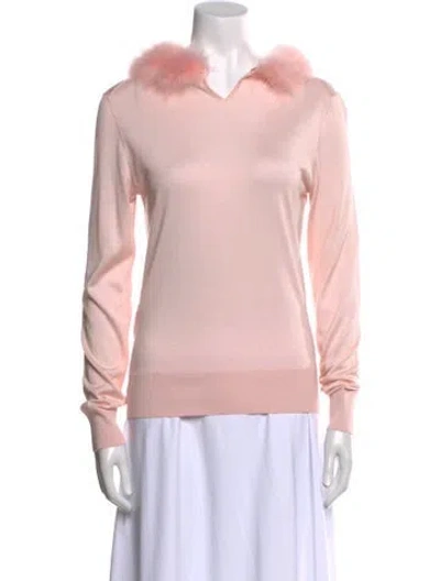 Pre-owned Dolce & Gabbana Silk V-neck Sweatshirt In Pink