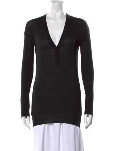 Pre-owned Dolce & Gabbana Silk V-neck Top In Black