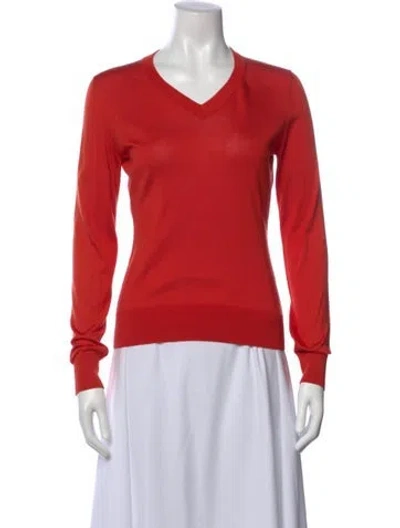 Pre-owned Dolce & Gabbana Silk V-neck Top In Red