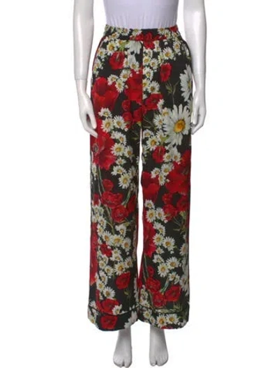 Pre-owned Dolce & Gabbana Silk Wide Leg Pants In Black